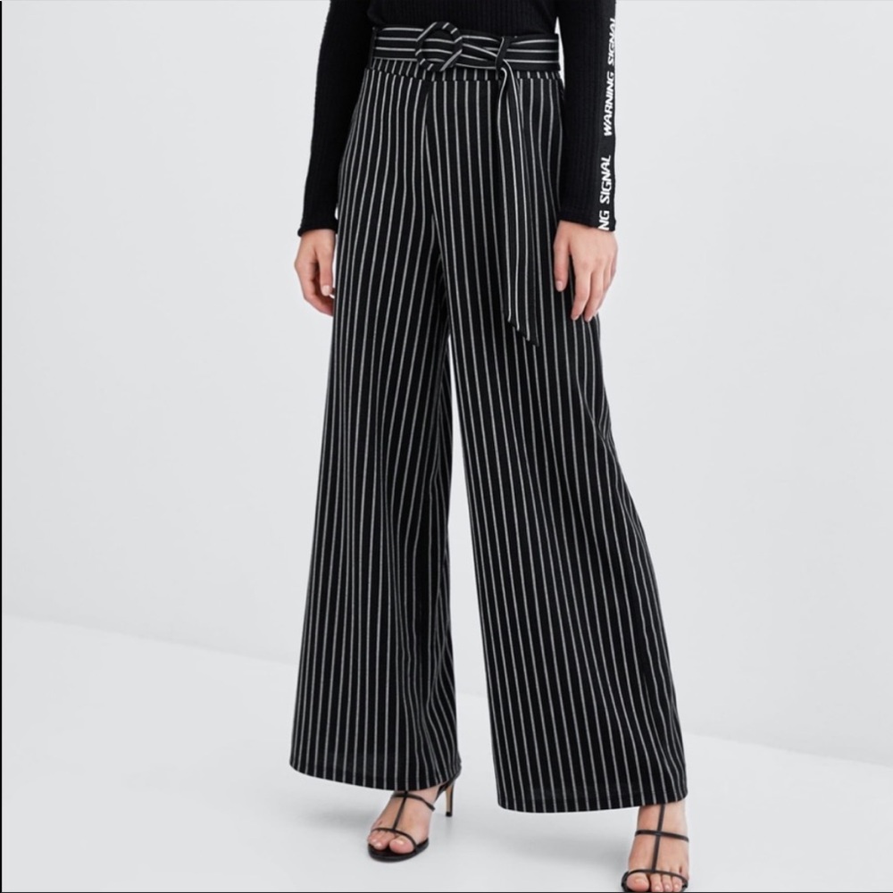 NWOT Zara Belted Striped Pants